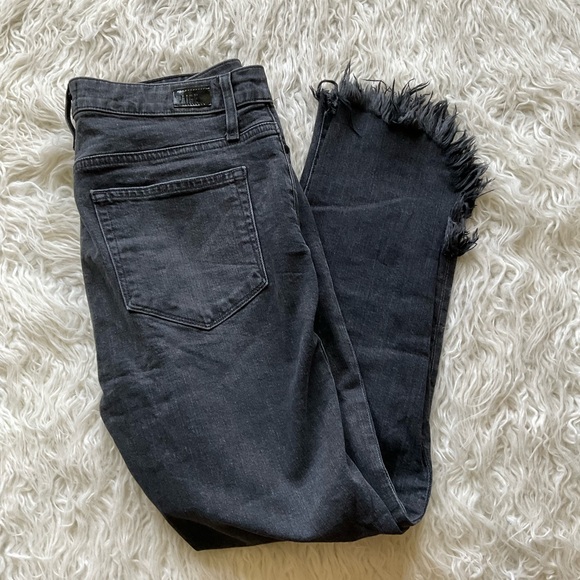 Paige Moonlight Fog Hoxton Ankle Frayed‎ Curved Hem Straight Leg Jeans - Picture 2 of 7